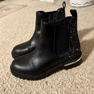 Girls Black Faux Leather Boots